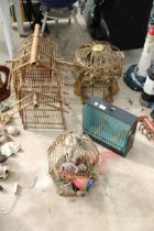 FOUR VARIOUS DECORATIVE BIRD CAGES