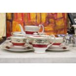 A 'TOKYO CHINA' TEASET TO INCLUDE A TEAPOT (NO LID), CREAM JUG, SUGAR BOWL, CUPS, SAUCERS AND SIDE