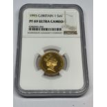 A PROOF 1993 GOLD SOVEREIGN QUEEN ELIZABETH II LONDON MINT IN A SEALED NGC CASE