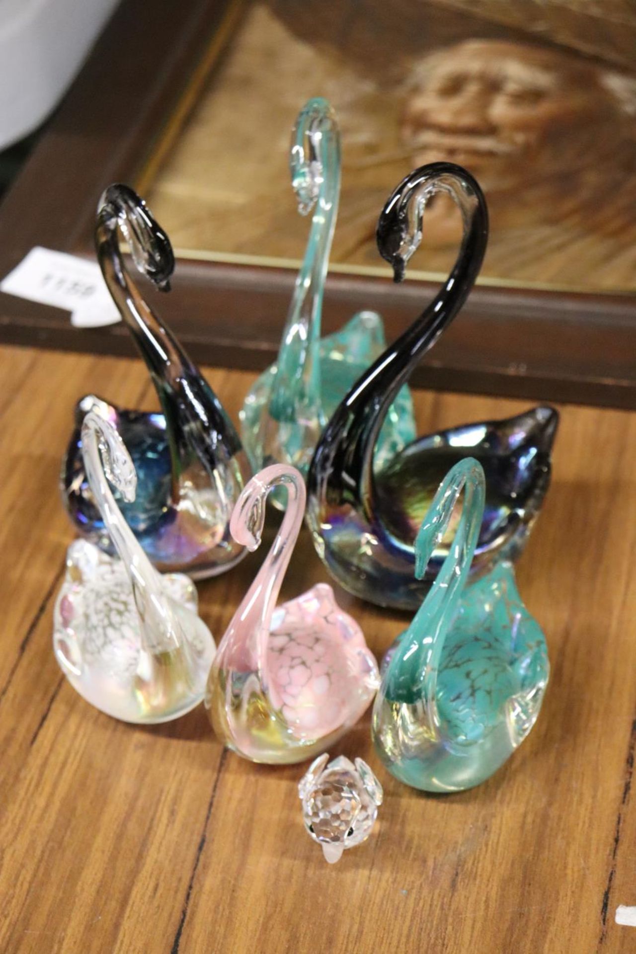 A QUANTITY OF HERON GLASS SWANS