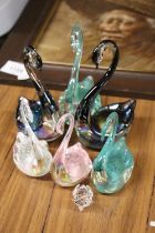 A QUANTITY OF HERON GLASS SWANS