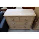 A VICTORIAN PINE CHEST OF TWO SHORT AND TWO LONG DRAWERS, 41" WIDE