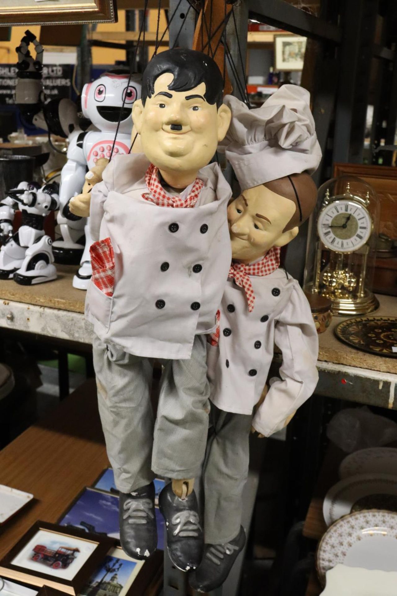 TWO RESIN CHEF STRING PUPPETS