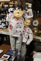 TWO RESIN CHEF STRING PUPPETS