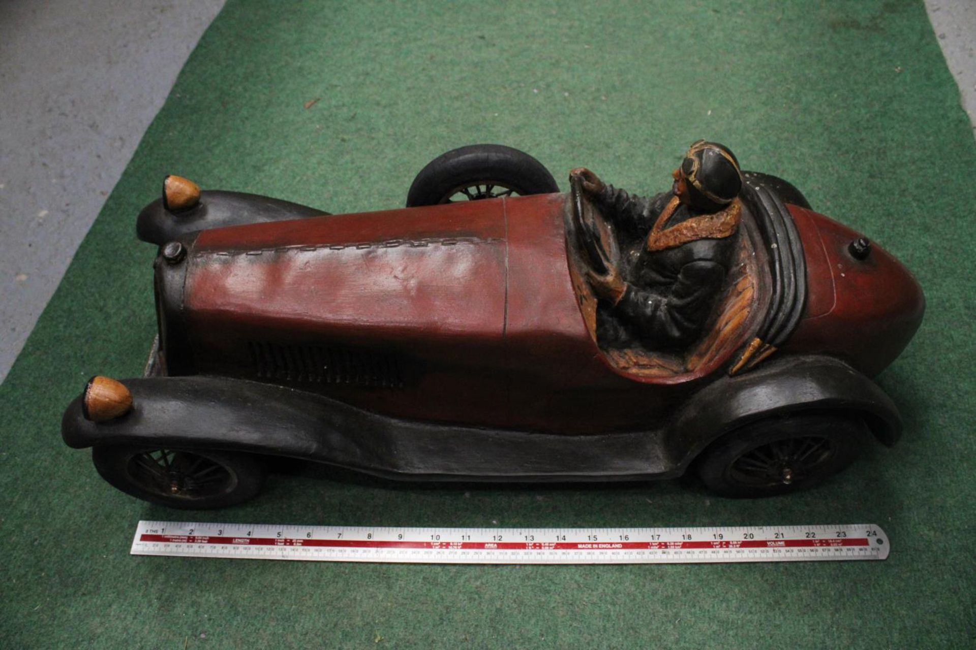 A MODEL OF A 1926 BROOKLANDS RACING CAR AND DRIVER 27" X 11" X 10" - Image 4 of 4