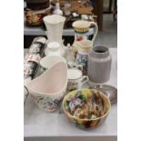 A QUANTITY OF CERAMICS TO INCLUDE PORTMERION JUGS, POOLE POTTERY, AYNSLEY LITTLE SWEETHEART,