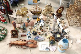 AN ASSORTMENT OF NAUTICAL RELATED ITEMS TO INCLUDE SHIPS, SAILORS AND ANIMALS ETC