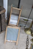 TWO VINTAGE WOODEN WASH BOARDS