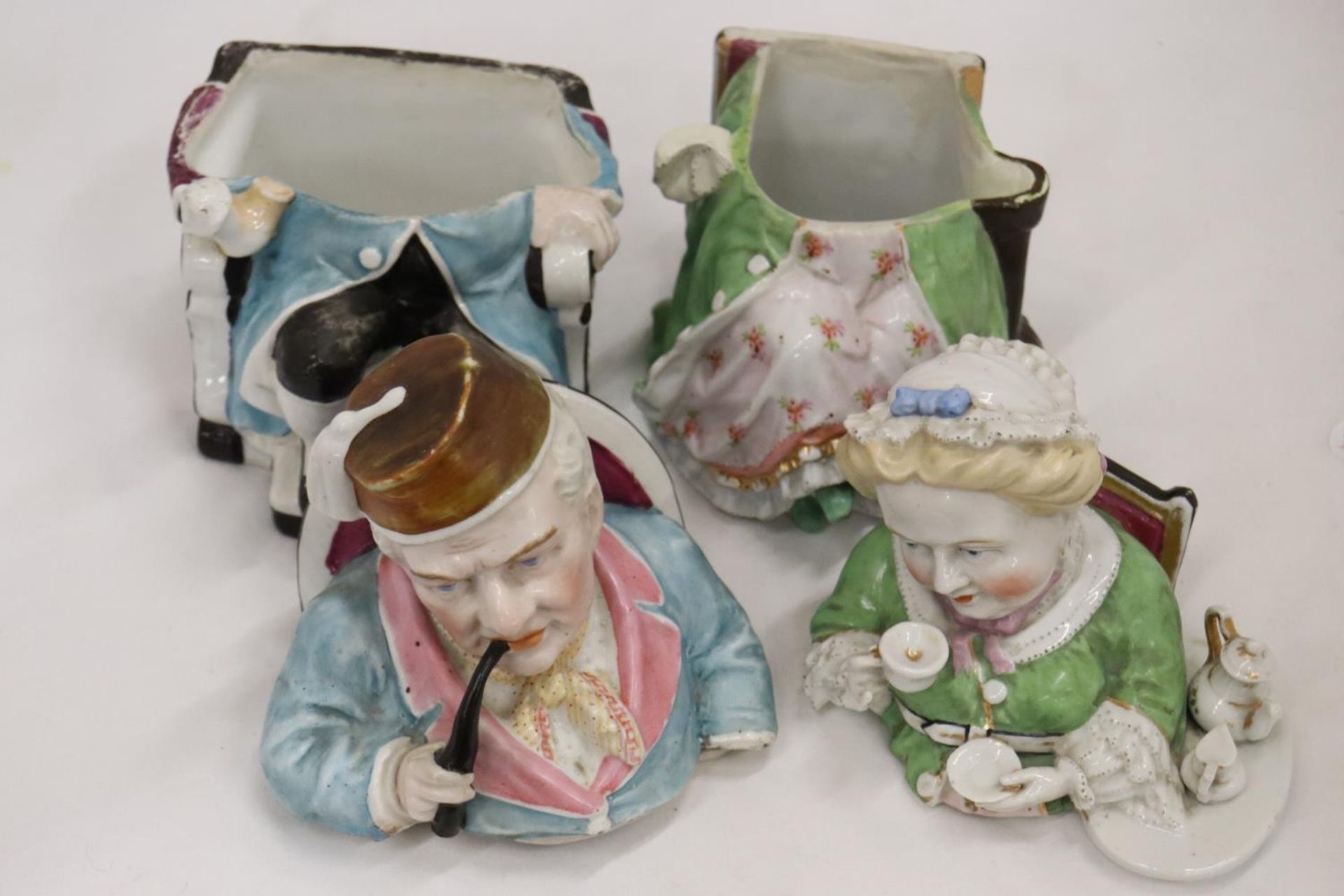 TWO VINTAGE ORIGINAL CONTA AND BOHME GERMAN TOBACCO JARS, A MAN AND A LADY WITH A CUP OF TEA, GOOD - Image 3 of 6