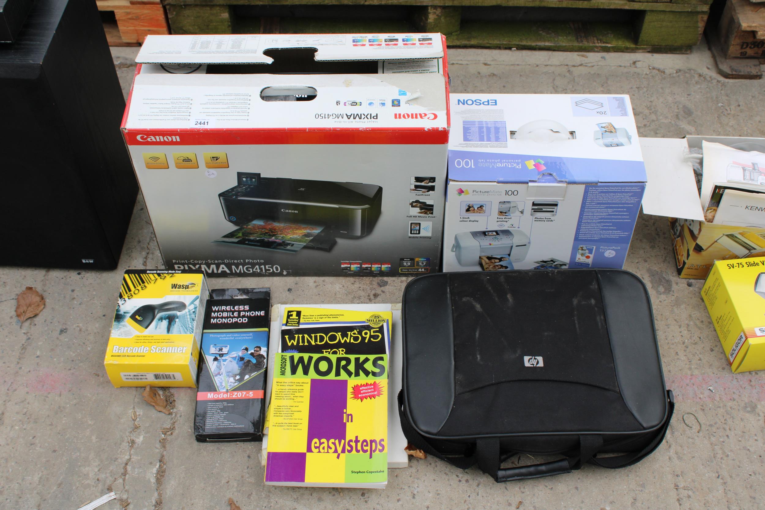 AN ASSORTMENT OF ITEMS TO INCLUDE PRINTERS AND A LAPTOP CASE ETC