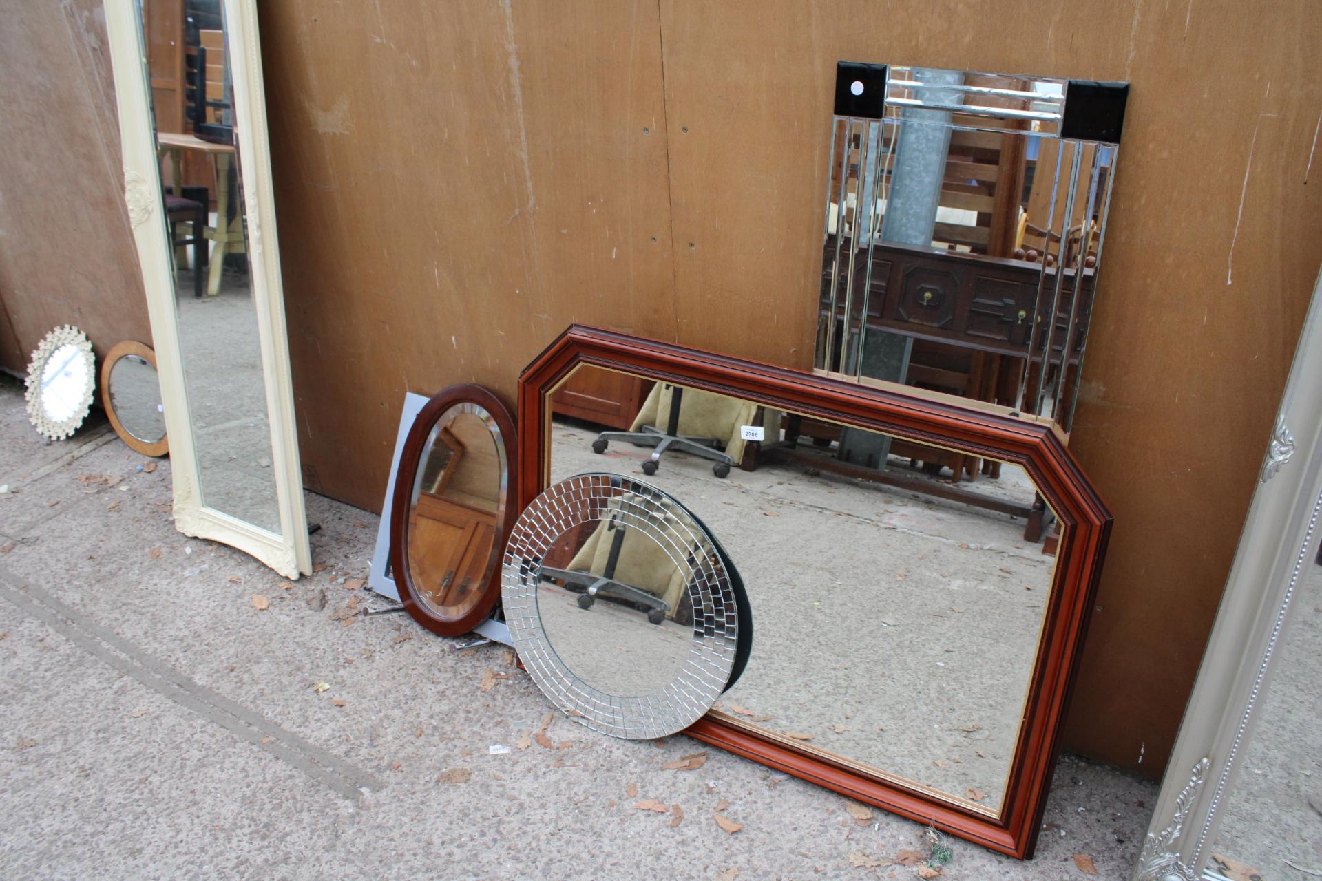 FIVE VARIOUS MODERN WALL MIRRORS