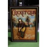 A 3-D 'VICTORIAN' CRICKET CLUB, WOODEN SIGN, 39CM X 54CM