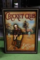 A 3-D 'VICTORIAN' CRICKET CLUB, WOODEN SIGN, 39CM X 54CM