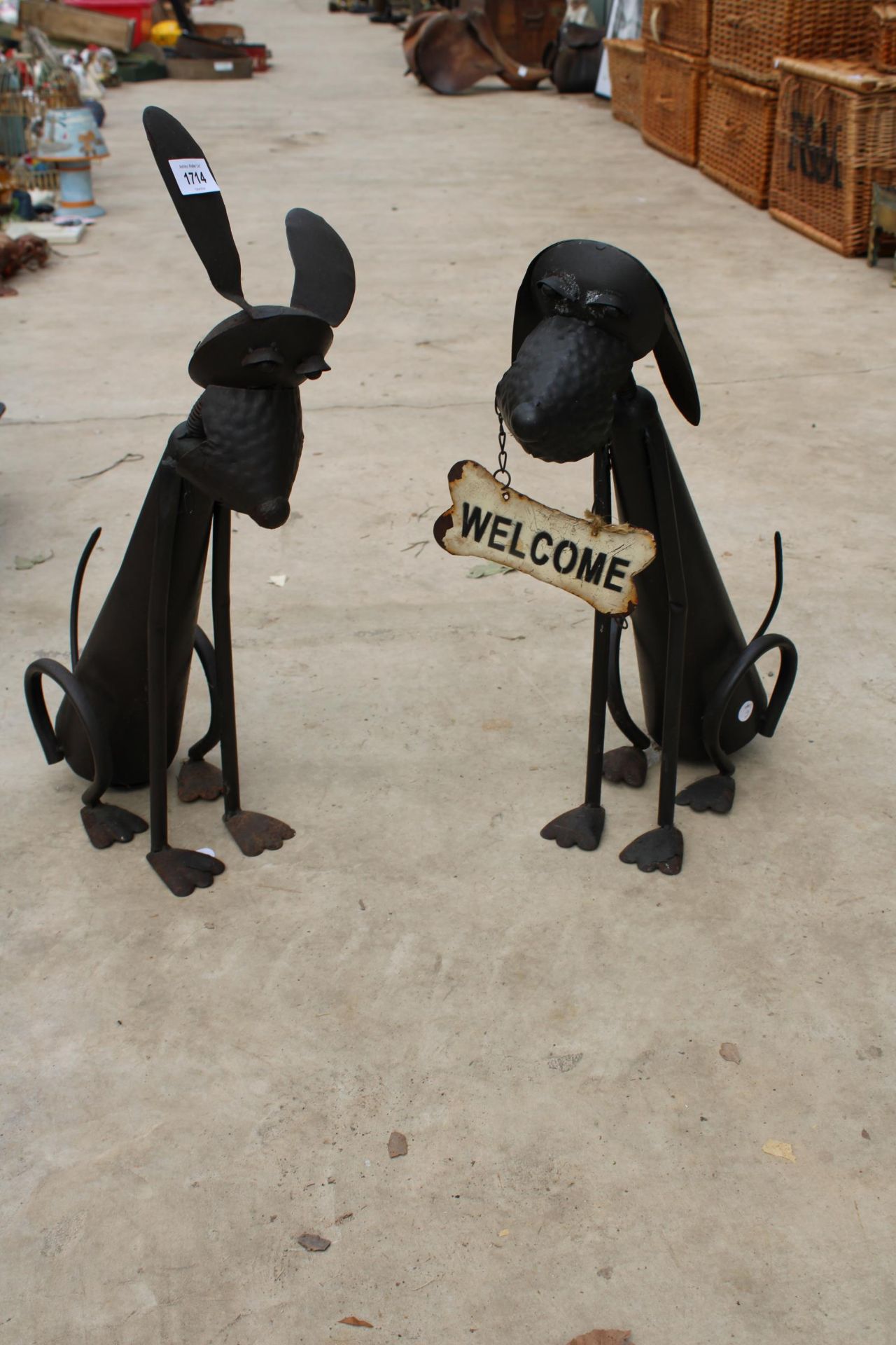 TWO METAL SEATED DOG FIGURES - Image 2 of 3