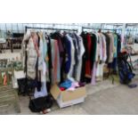 TWO CLOTHES RAILS WITH A LARGE QUANTITY OF VARIOUS MENS AND LADIES CLOTHES