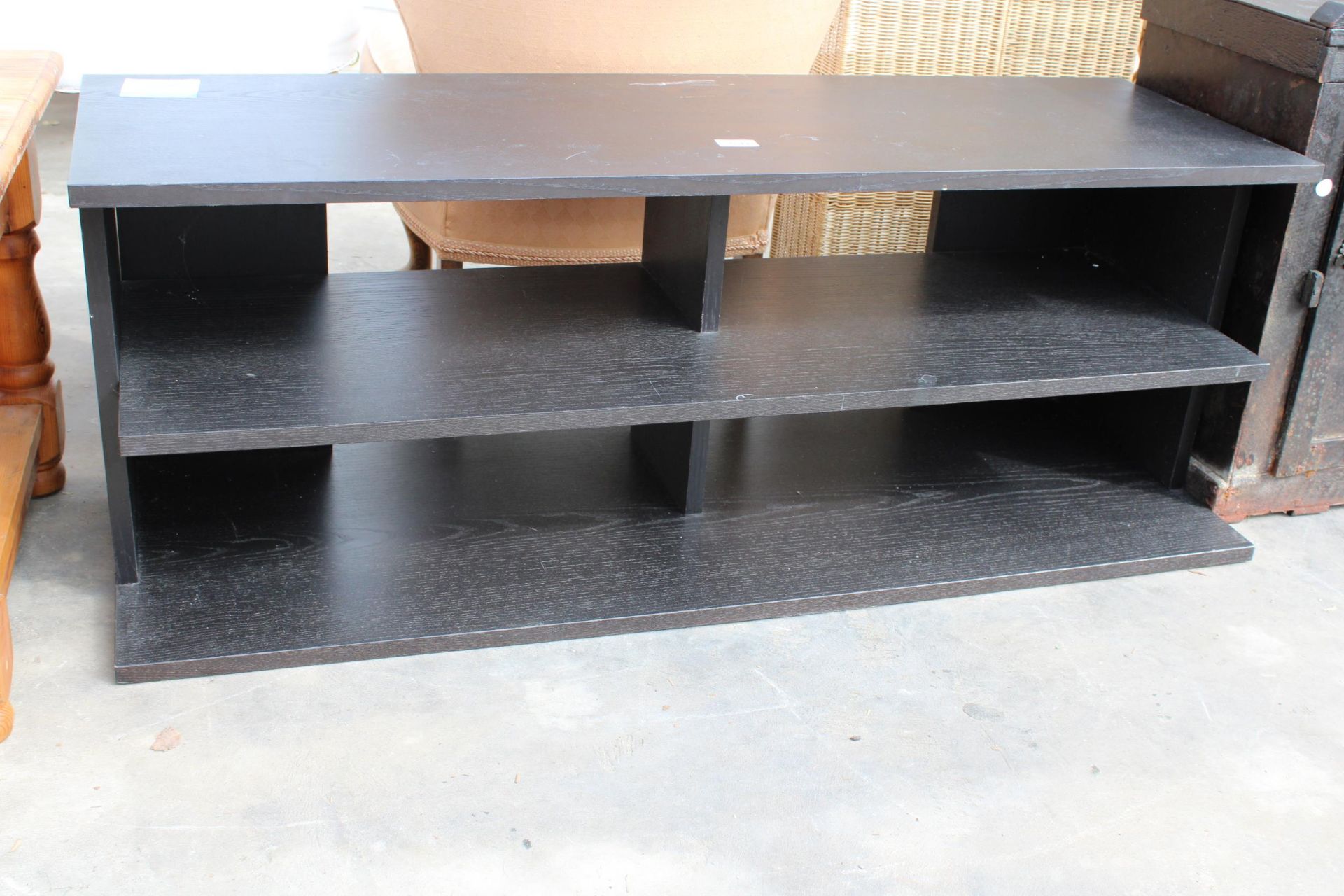 A MODERN PINE TWO TIER COFFEE TABLE AND BLACK ASH EFFECT THREE TIER TABLE - Image 2 of 3