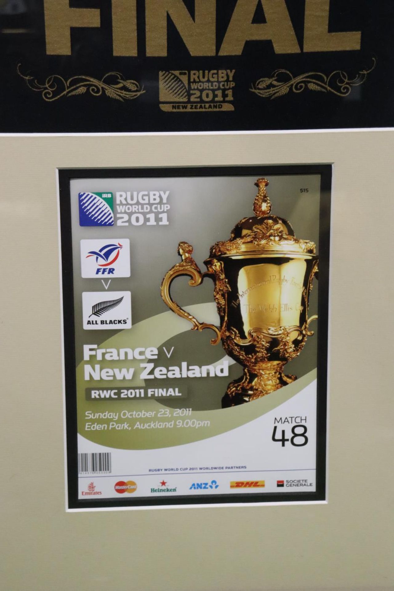 A FRAMED AND GLAZED MONTAGE FROM AUCKLAND, NEW ZEALAND, THE 2011 RUGBY WORLD CUP FINAL, NEW - Image 2 of 3