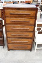 A MID 20TH CENTURY CHEST OF SIX DRAWERS, 30" WIDE