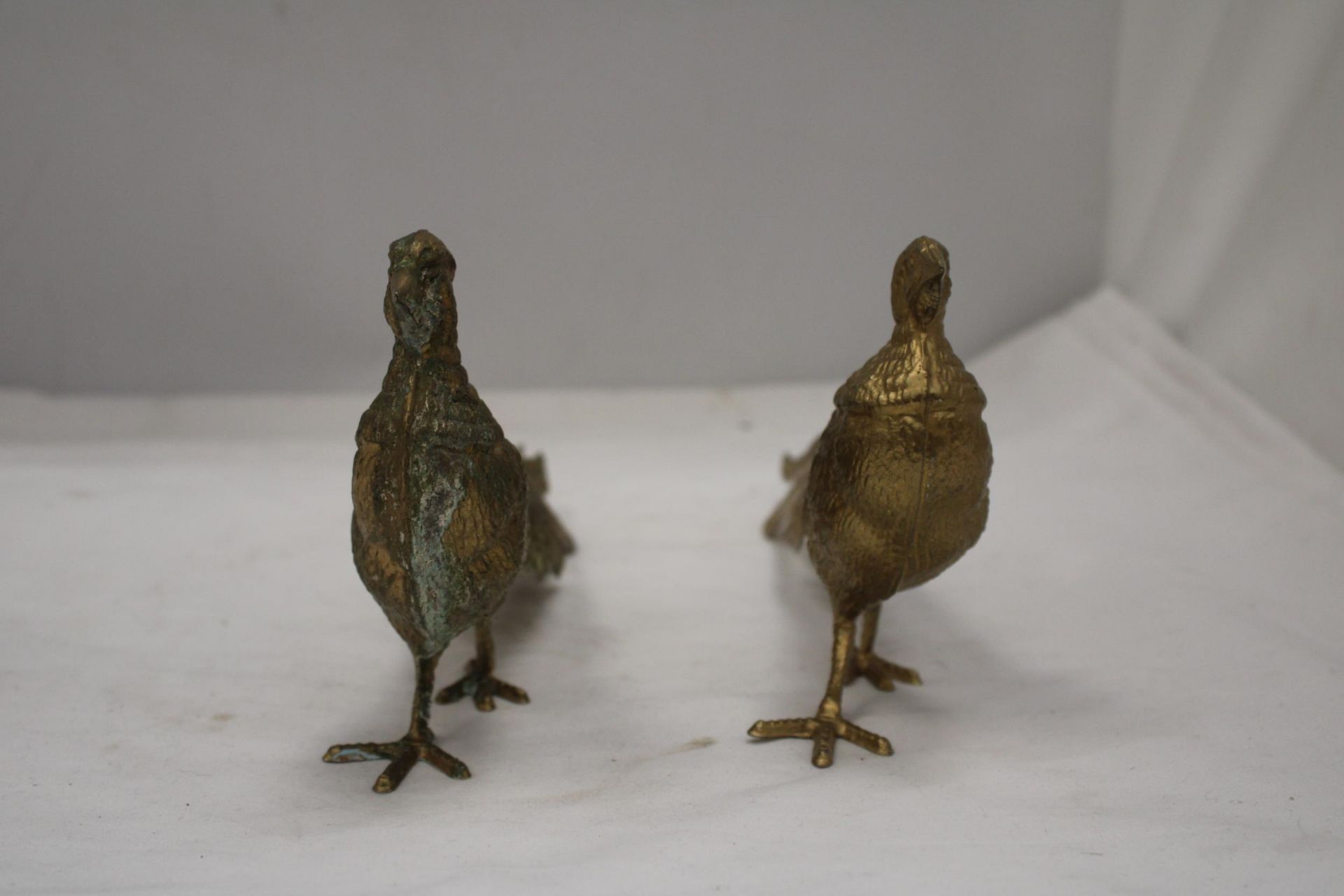 A PAIR OF COCK AND HEN PHEASANTS, HEIGHT 12CM, LENGTH 28CM - Image 3 of 5