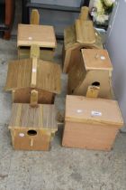 SIX VARIOUS WOODEN BIRD BOXES