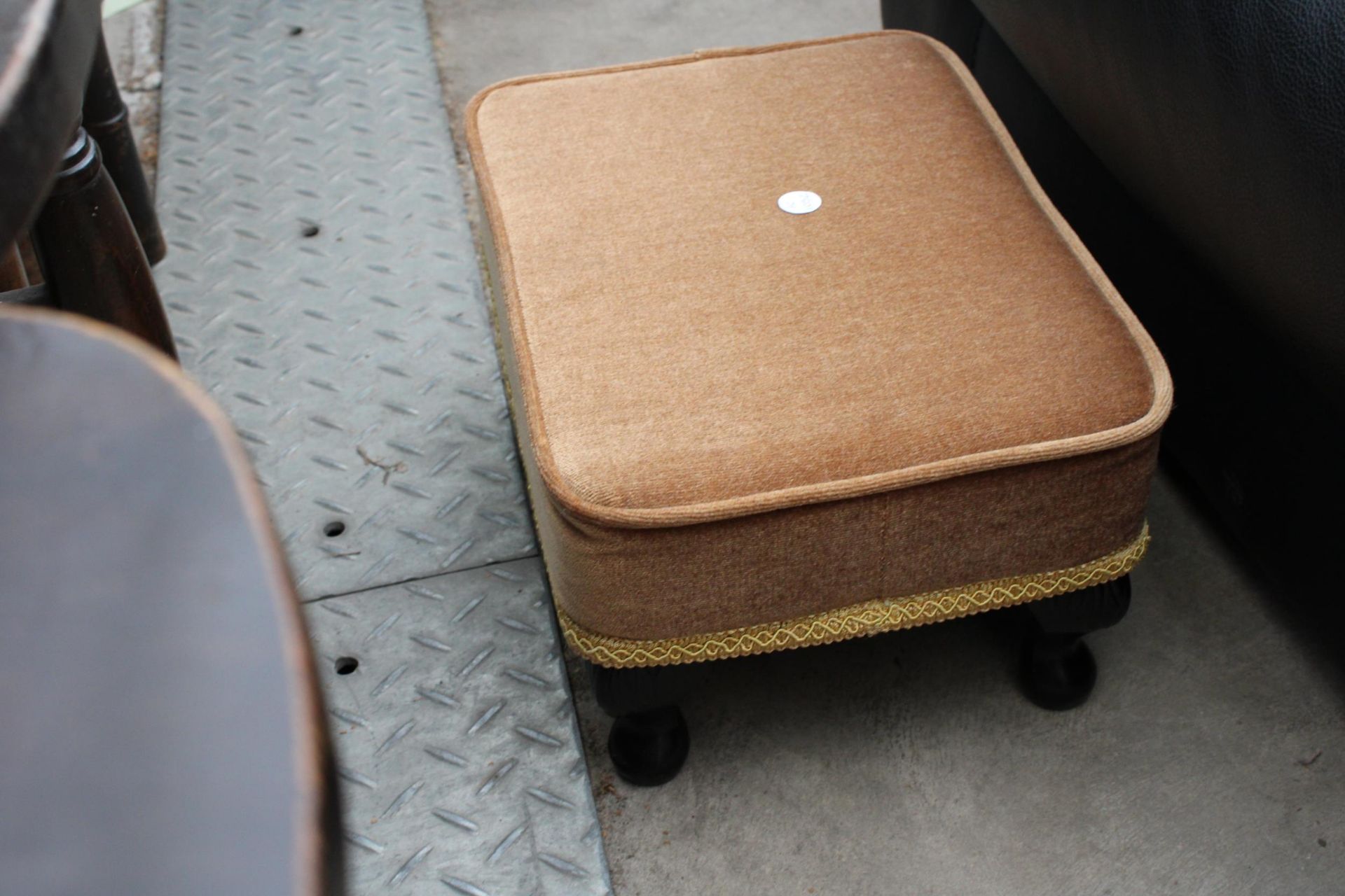 A MODERN HABITAT BLACK FAUX LEATHER EASY CHAIR AND MISS MUFFET STOOL - Image 2 of 2