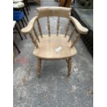 A VICTORIAN STYLE BEECH CAPTAINS CHAIR