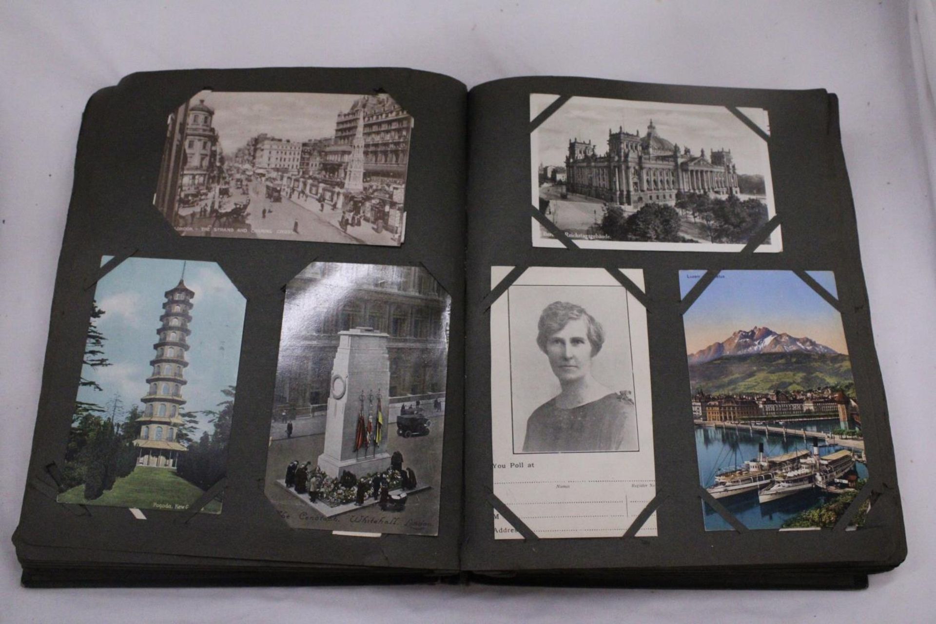 A LATE VICTORIAN POSTCARD ALBUM WITH POSTCARDS - Image 5 of 5