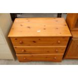 A MODERN PINE CHEST OF 3 DRAWERS, 32" WIDE