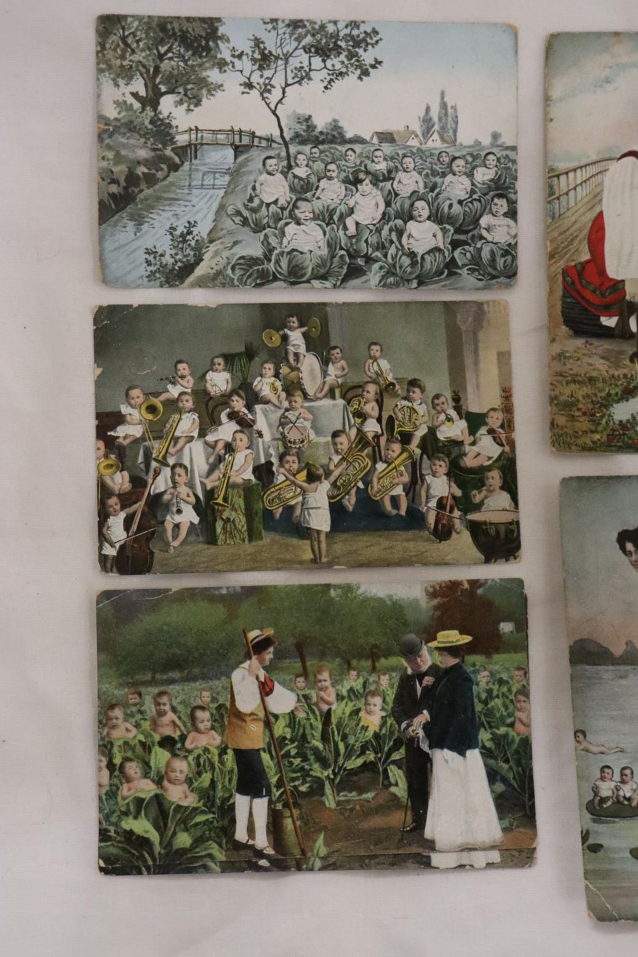 SEVEN EARLY 1900'S POSTCARDS TO INCLUDE FRENCH CABBAGE BABIES, ETC - Bild 2 aus 4