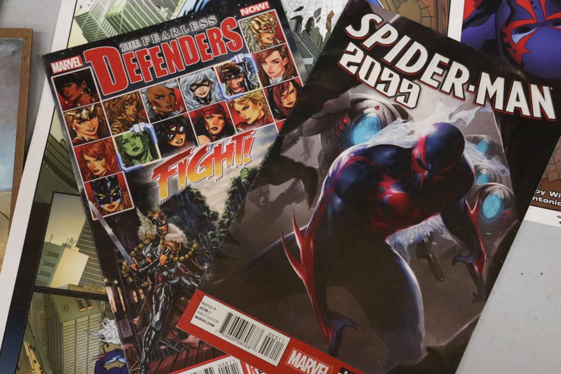 A QUANTITY OF SUPERHERO RELATED POSTERS, MAGAZINES PLUS A MIXED MEDIA PICTURE OF SPIDERMAN WITH - Image 3 of 6