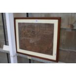 A FRAMED VINTAGE MAP OF 'THE COUNTYE PALATINE OF CHESTER'