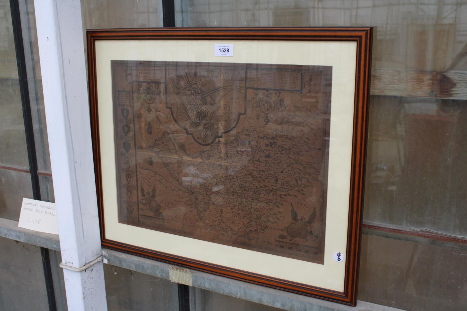 A FRAMED VINTAGE MAP OF 'THE COUNTYE PALATINE OF CHESTER'