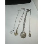 FOUR SILVER NECKLACES