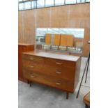 A MID CENTURY STAG FURNITURE, RETRO TEAK DRESSING CHEST OF DRAWERS TO INCLUDE TWO SHORT AND TWO LONG