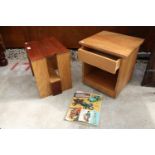 A BEECH AND MAHOGANY GORDON WARR STOOL, SEE ARTICLE IN 1983 WOOD WORKING MAGAZINE AND A SIMILAR LAMP