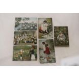 SEVEN EARLY 1900'S POSTCARDS TO INCLUDE FRENCH CABBAGE BABIES, ETC