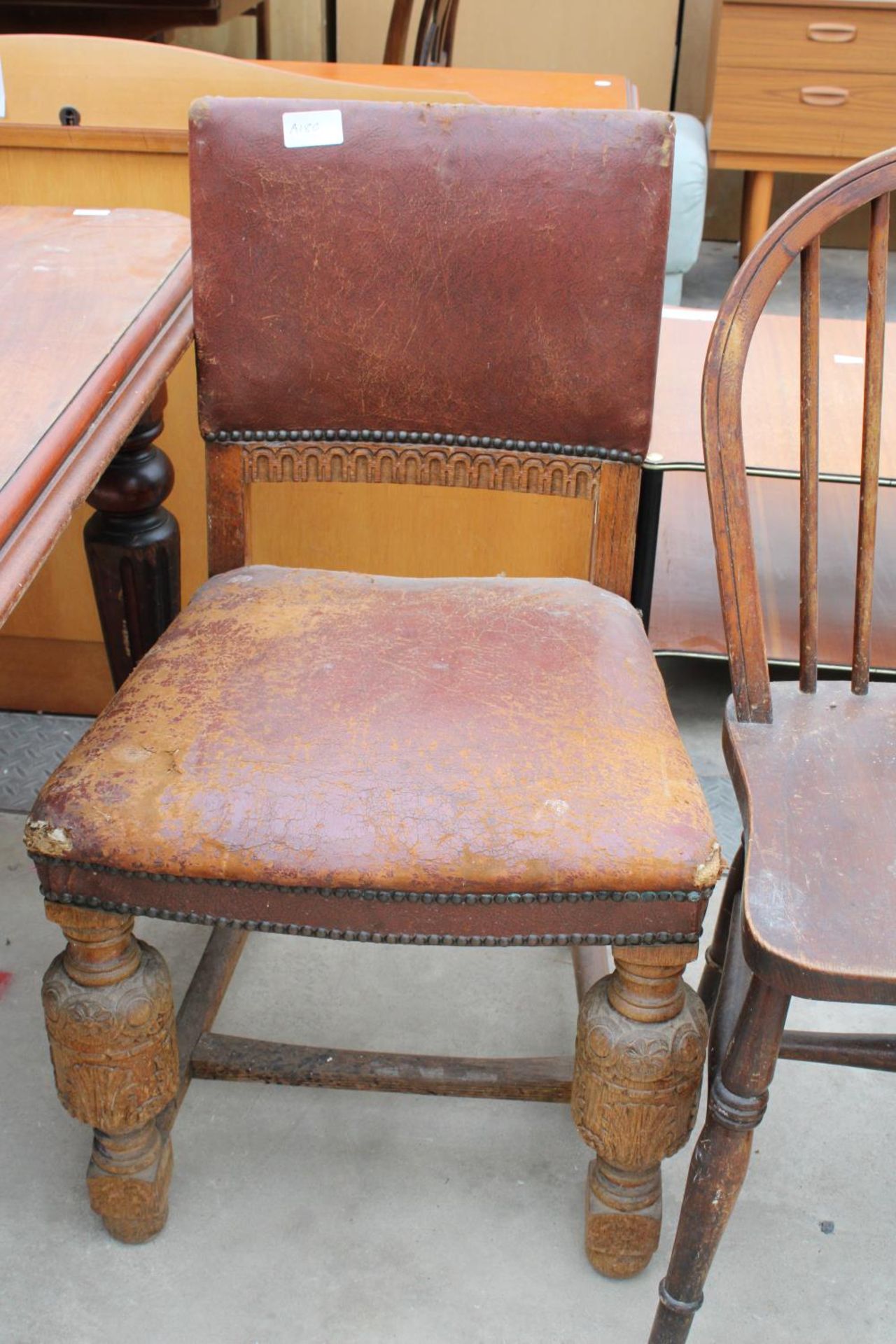 FOUR EDWARDIAN BEECH BEDROOM CHAIRS, A SINGLE BEDROOM CHAIR, AN EARLY 20TH CENTURY OAK DINING CHAIR, - Image 3 of 3