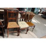 THREE VARIOUS EDWARDIAN BEDROOM CHAIRS