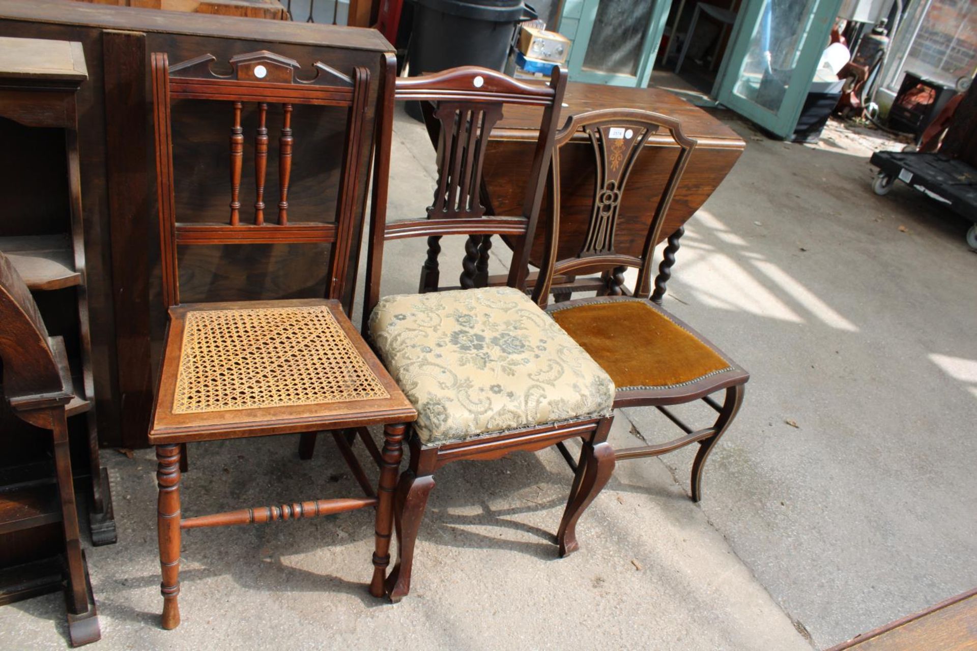 THREE VARIOUS EDWARDIAN BEDROOM CHAIRS