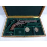 A CASED 19TH CENTURY PERCUSSION CAP 31 CALIBRE FIVE SHOT COLT REVOLVER, 13CM BARREL, LENGTH 26CM