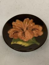 A BROWN MOORCROFT HIBISCUS DISH