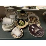 A MIXED LOT OF CERAMICS TO INCLUDE CABINET PLATES, A PART "CHODZIEZ" TEASET ETC