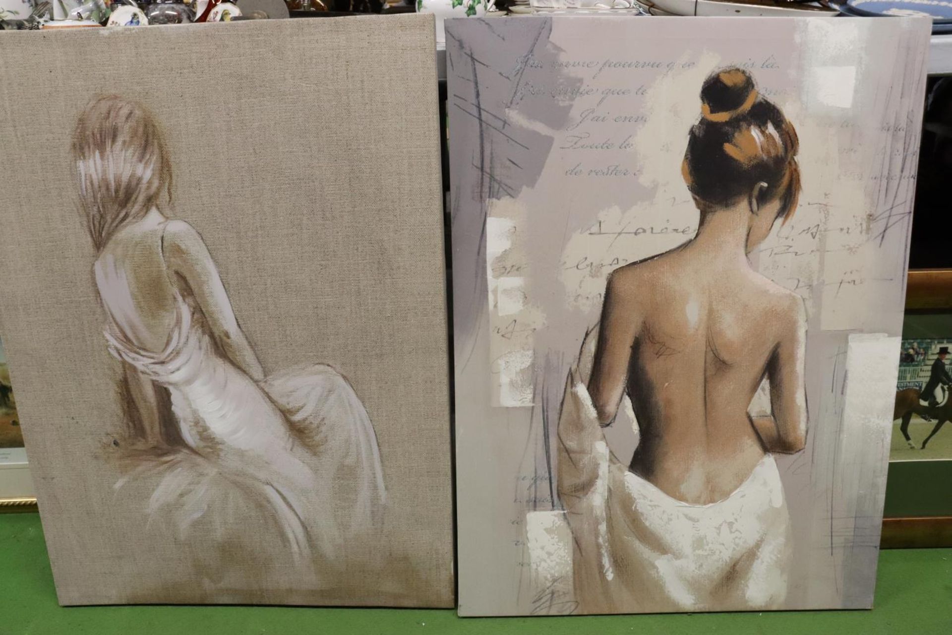 TWO LARGE CANVAS PRINTS OF LADIES
