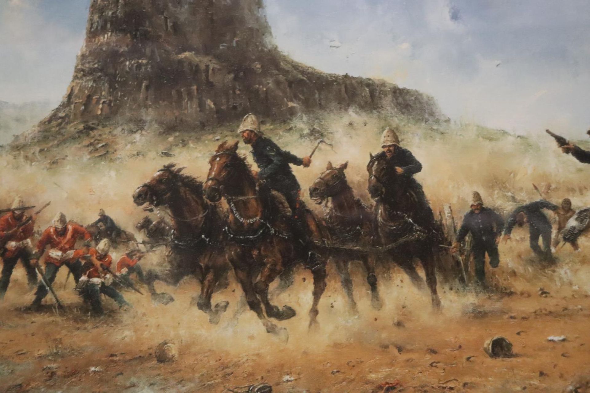 A FRAMED PRINT TITLED, 'INCIDENT A ISANDLWANA', SIGNED - Image 3 of 6