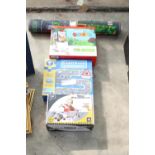 THREE CHILDRENS GAMES AND A VEHICLE ROAD MAT