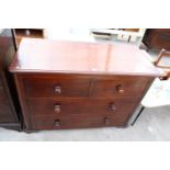 A VICTORIAN MAHOGANY CHEST OF 2 SHORT AND 2 LONG DRAWERS, 46" WIDE