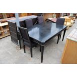 A LAURA ASHLEY HENSHAW EXTENDING DINING TABLE 69" X 45" (LEAF 19.5") AND FOUR DINING CHAIRS WITH