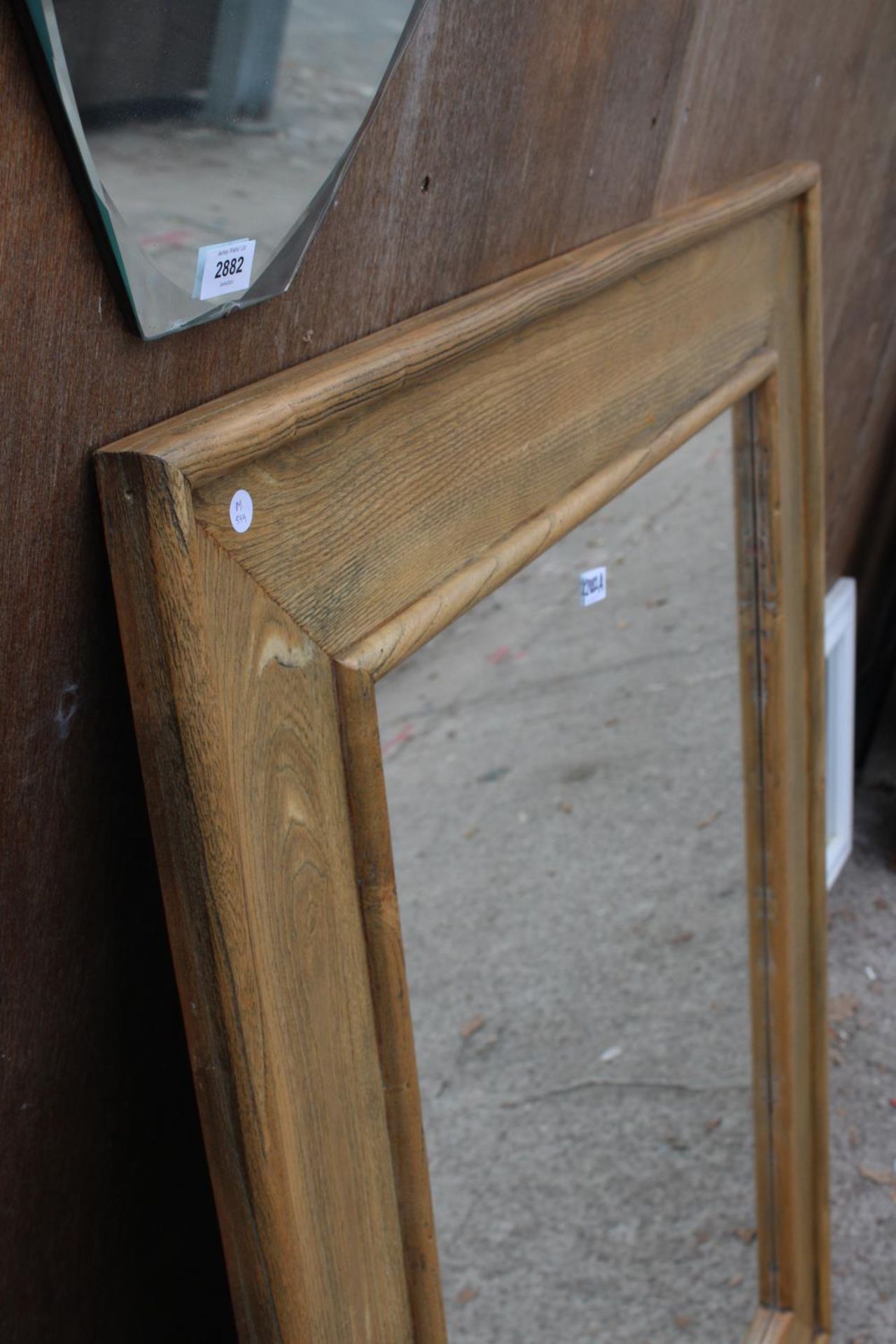 A MODERN OAK FRAMED WALL MIRROR, 51" X 42" - Image 2 of 2