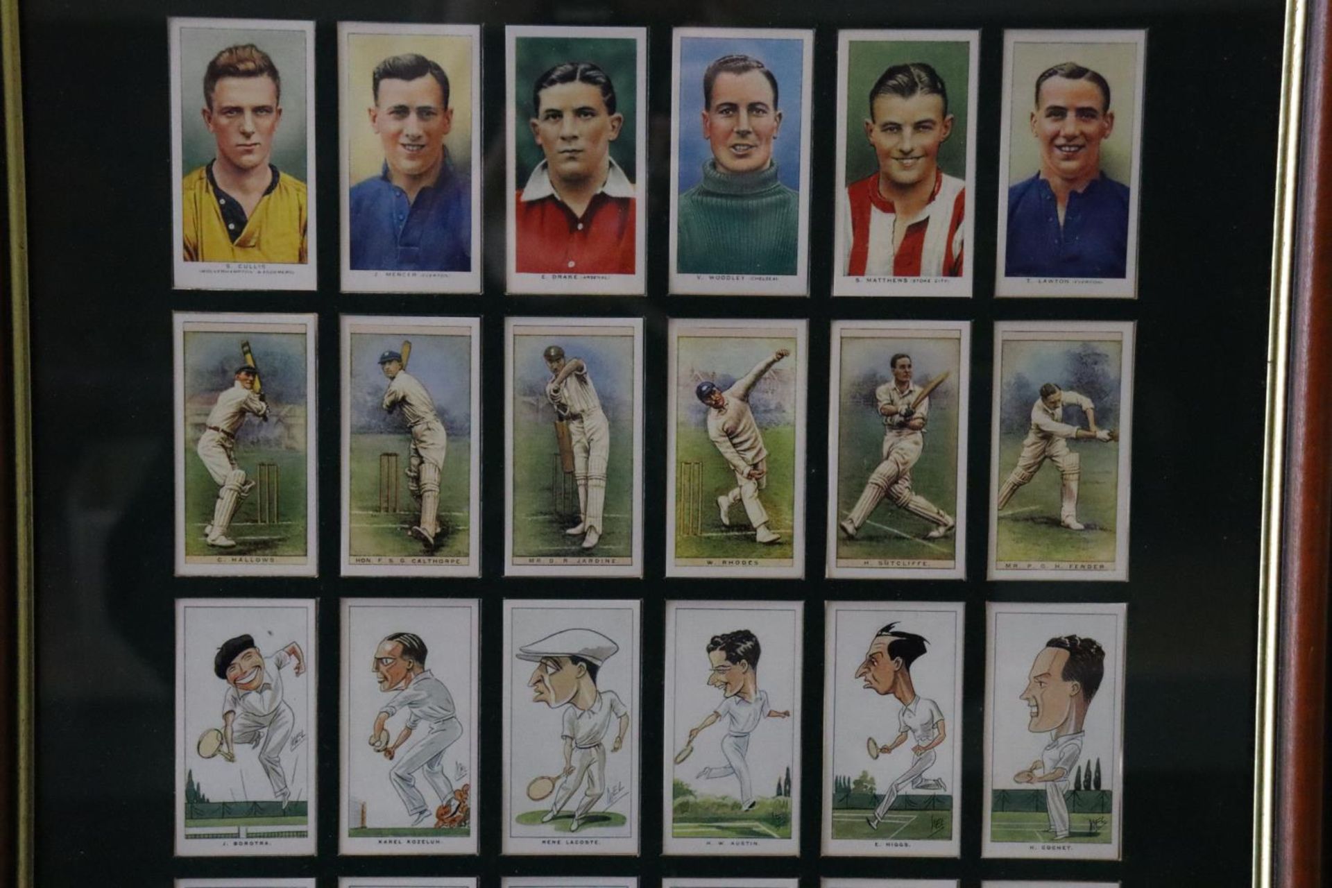 A FRAMED AND GLAZED MONTAGE OF SPORTING CIGARETTE CARDS - Image 2 of 4