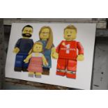 A PRINT OF A LEGO 'FAMILY', 60CM X 40CM